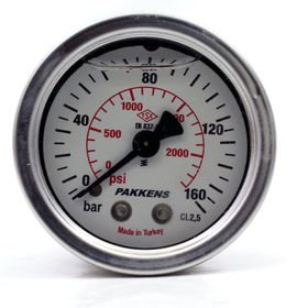 Pakkens 0-160 Bar 63 mm Arkadan Bağlantılı Gliserinli G 1/4 inç Manometre