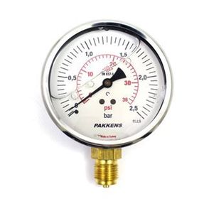Pakkens 0-2.5 Bar 100 mm Alttan Bağlantılı Gliserinli G 1/2 inç Manometre
