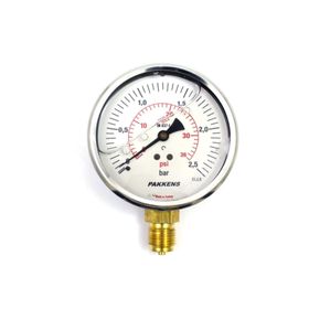 Pakkens 0-2.5 Bar 160 mm Alttan Bağlantılı Gliserinli G 1/2 inç Manometre