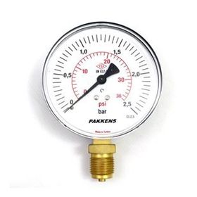 Pakkens 0-2.5 Bar 160 mm Alttan Bağlantılı Kuru G 1/2 inç Manometre