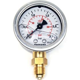 Pakkens 0-2.5 Bar 50 mm Alttan Bağlantılı Gliserinli G 1/4 inç Manometre