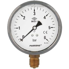 Pakkens 0-2.5 Bar 63 mm Alttan Bağlantılı Gliserinli G 1/4 inç Manometre