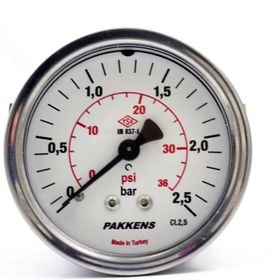 Pakkens 0-2.5 Bar 63 mm Arkadan Bağlantılı Panotipi Kuru G 1/4 inç Manometre