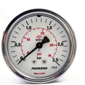 Pakkens 0-2.5 Bar 63 mm Arkadan Bağlantılı Panotipi Kuru G 1/4 inç Manometre