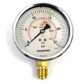 Pakkens 0-25 Bar 100 mm Alttan Bağlantılı Gliserinli G 1/2 inç Manometre