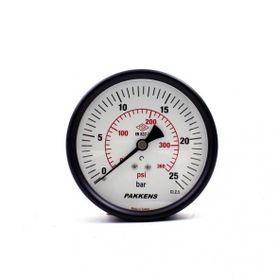Pakkens 0-25 Bar 100 mm Arkadan Bağlantılı Kuru G 1/4 inç Manometre
