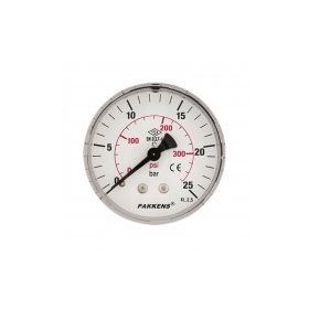 Pakkens 0-25 Bar 50 mm Arkadan Bağlantılı Kuru G 1/8 inç Manometre
