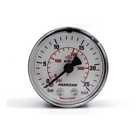 Pakkens 0-25 Bar 50 mm Arkadan Bağlantılı Kuru G 1/8 inç Manometre