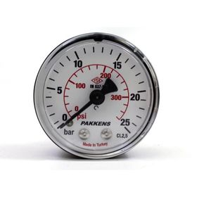 Pakkens 0-25 Bar 50 mm Arkadan Bağlantılı Kuru G 1/8 inç Manometre