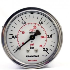 Pakkens 0-25 Bar 63 mm Arkadan Bağlantılı Panotipi Kuru G 1/4 inç Manometre