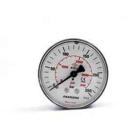 Pakkens 0-250 Bar 50 mm Arkadan Bağlantılı Kuru G 1/8 inç Manometre