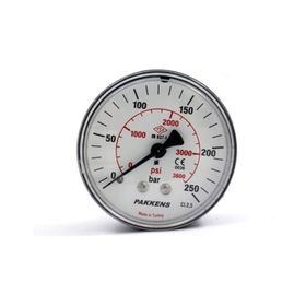 Pakkens 0-250 Bar 50 mm Arkadan Bağlantılı Kuru G 1/8 inç Manometre