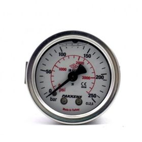 Pakkens 0-250 Bar 50 mm Arkadan Bağlantılı Panotipli Gliserinli G 1/4 inç Manometre