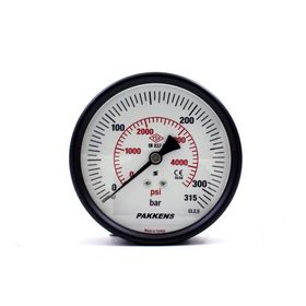 Pakkens 0-315 Bar 100 mm Arkadan Bağlantılı Kuru G 1/4 inç Manometre