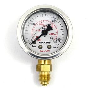 Pakkens 0-315 Bar 50 mm Alttan Bağlantılı Gliserinli G 1/4 inç Manometre