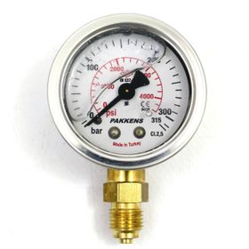 Pakkens 0-315 Bar 50 mm Alttan Bağlantılı Gliserinli G 1/4 inç Manometre