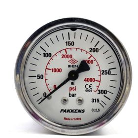 Pakkens 0-315 Bar 50 mm Panotipi Arkadan Bağlantılı Kuru G 1/8 inç Manometre