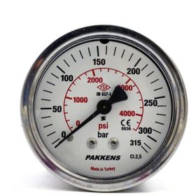 Pakkens 0-315 Bar 50 mm Panotipi Arkadan Bağlantılı Kuru G 1/8 inç Manometre