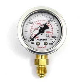 Pakkens 0-315 Bar 63 mm Alttan Bağlantılı Gliserinli G 1/4 inç Manometre