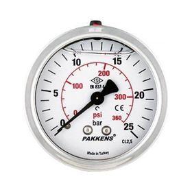 Pakkens 0-315 Bar 63 mm Arkadan Bağlantılı Panotipi Gliserinli G 1/4 inç Manometre