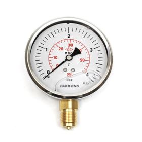 Pakkens 0-4 Bar 100 mm Alttan Bağlantılı Gliserinli G 1/2 inç Manometre