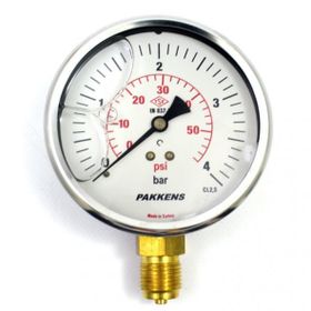 Pakkens 0-4 Bar 160 mm Alttan Bağlantılı Gliserinli G 1/2 inç Manometre