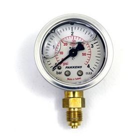 Pakkens 0-4 Bar 50 mm Alttan Bağlantılı Gliserinli G 1/4 inç Manometre