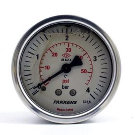 Pakkens 0-4 Bar 50 mm Arkadan Bağlantılı Gliserinli G 1/4 inç Manometre