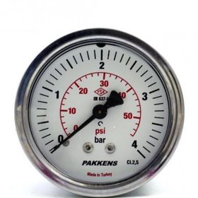 Pakkens 0-4 Bar 50 mm Panotipi Arkadan Bağlantılı Kuru G 1/8 inç Manometre