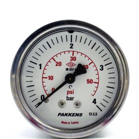 Pakkens 0-4 Bar 50 mm Panotipi Arkadan Bağlantılı Kuru G 1/8 inç Manometre