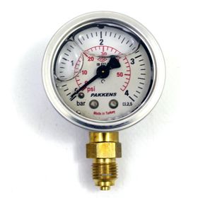 Pakkens 0-4 Bar 63 mm Alttan Bağlantılı Gliserinli G 1/4 inç Manometre