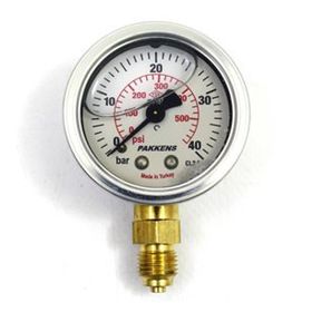 Pakkens 0-40 Bar 50 mm Alttan Bağlantılı Gliserinli G 1/4 inç Manometre