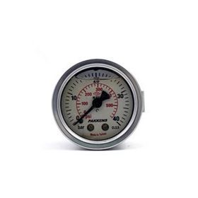 Pakkens 0-40 Bar 50 mm Arkadan Bağlantılı Panotipli Gliserinli G 1/4 inç Manometre