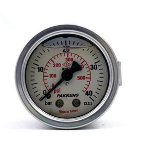 Pakkens 0-40 Bar 50 mm Arkadan Bağlantılı Panotipli Gliserinli G 1/4 inç Manometre