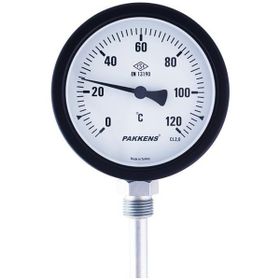 Pakkens 0-500 °C Çap 100 mm Daldırma Boyu 10 cm Alttan Bağlantılı G 1/2 Termometre