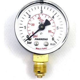Pakkens 0-6 Bar 63 mmG 1/4 inç Alttan Bağlantılı Kuru Manometre