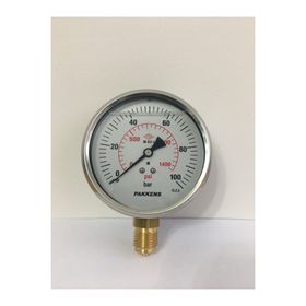 Pakkens 100 mm 0/100 Bar Alttan Bağlantılı Gliserinli Manometre