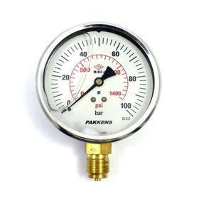 Pakkens 100 mm 0/100 Bar Alttan Bağlantılı Gliserinli Manometre