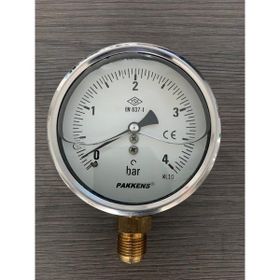 Pakkens 100 mm 0/4 Bar Alttan Bağlantılı Manometre
