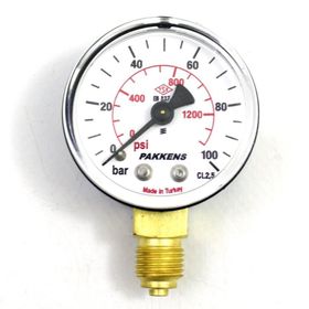 Pakkens 1/4 inç Çap 50 0/100 Bar Kuru Tip Basınç Ölçer Manometre Basınç Göstergesi