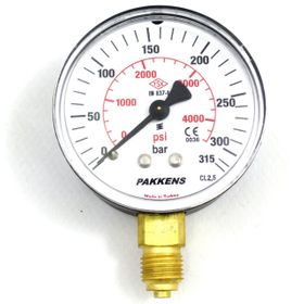 Pakkens 1/4 inç Çap 50 0/315 Bar Kuru Tip Basınç Ölçer Manometre Basınç Göstergesi