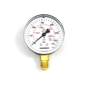 Pakkens 1/4 inç Çap 50 0/315 Bar Kuru Tip Basınç Ölçer Manometre Basınç Göstergesi