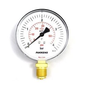 Pakkens 1/4 inç Çap 50 0/4 Bar Kuru Tip Basınç Ölçer Manometre Basınç Göstergesi