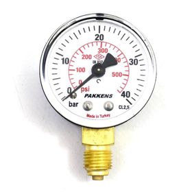 Pakkens 1/4 inç Çap 50 0/40 Bar Kuru Tip Basınç Ölçer Manometre Basınç Göstergesi