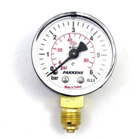 Pakkens 1/4 inç Çap 50 0/6 Bar Kuru Tip Basınç Ölçer Manometre Basınç Göstergesi