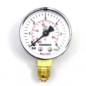 Pakkens 1/4 inç Çap 50 0/6 Bar Kuru Tip Basınç Ölçer Manometre Basınç Göstergesi