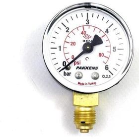 Pakkens 1/4 inç Çap 50 0/6 Bar Kuru Tip Basınç Ölçer Manometre Basınç Göstergesi