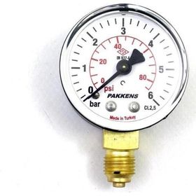Pakkens 1/4 inç Çap 50 0/6 Bar Kuru Tip Basınç Ölçer Manometre Basınç Göstergesi