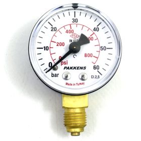 Pakkens 1/4 inç Çap 50 0/60 Bar Kuru Tip Basınç Ölçer Manometre Basınç Göstergesi