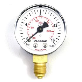 Pakkens 1/4 inç Çap 63 0/16 Bar Kuru Tip Basınç Ölçer Manometre Basınç Göstergesi